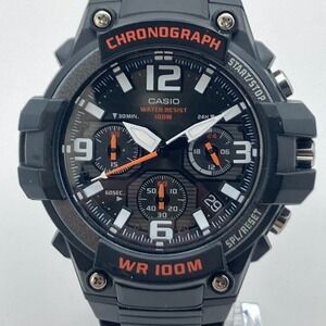 Casio Men's Chronograph Watch 5434 MCW-100H 50mm Black Orange 100M New Battery